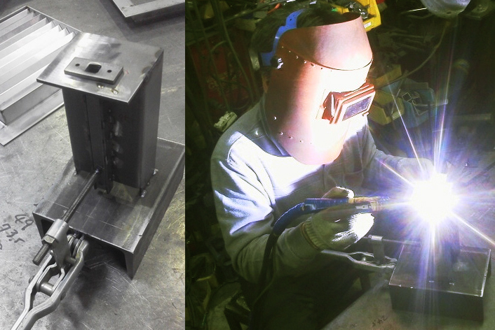 棒棚受け 黒ムラ 角 100 PS-BK005-03-G141 大阪の鉄工場での棒棚受け製作風景