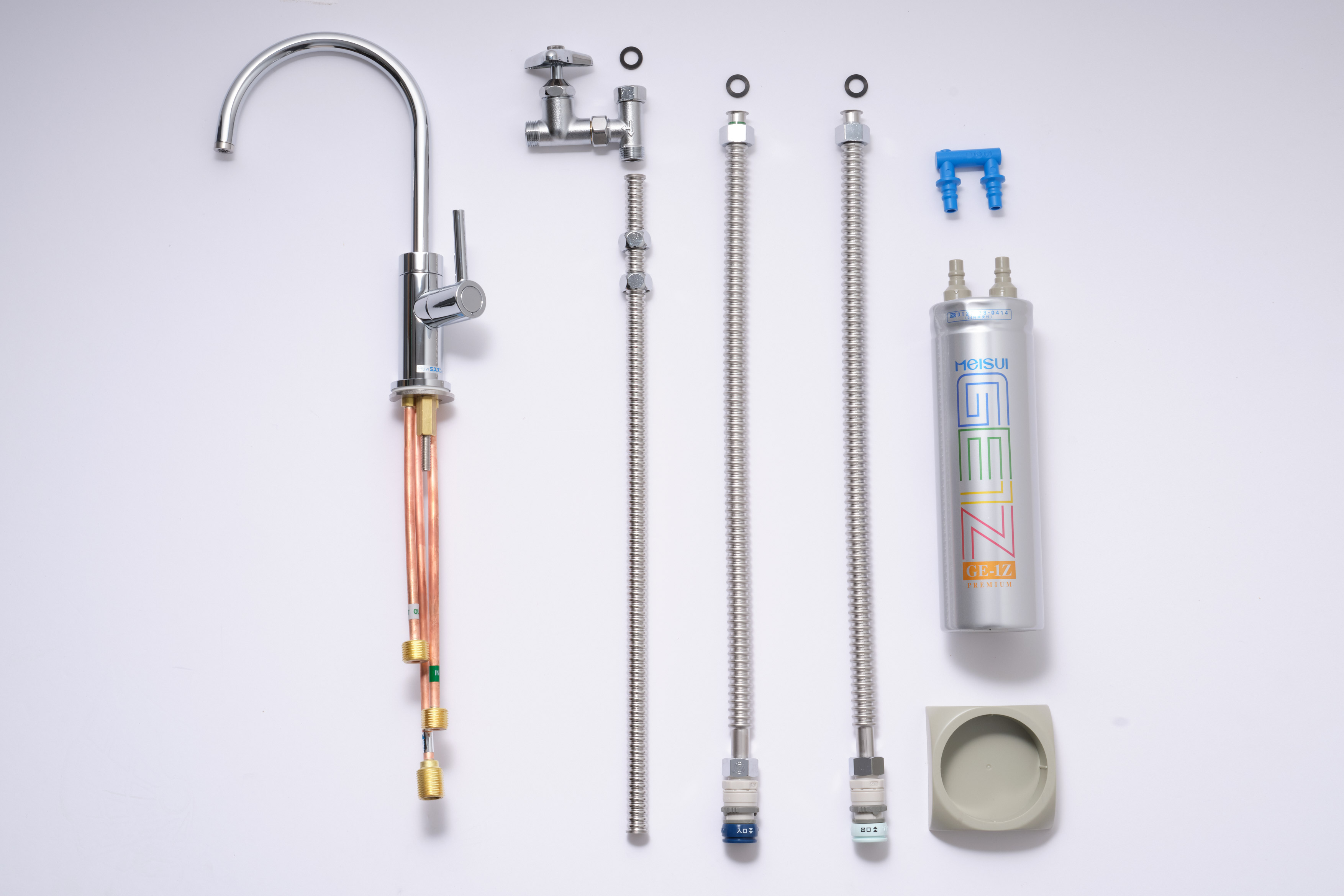 浄水器付き専用単水栓 ベントネック クローム KB-PT002-13W-G270 写真の水栓はグースネックタイプ（カートリッジケースは旧仕様です）