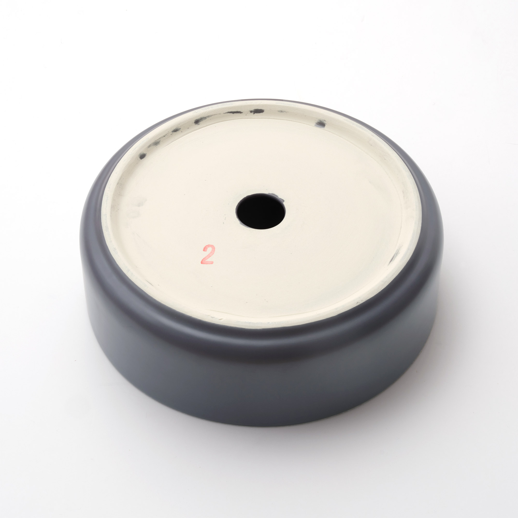 陶器の手洗い器 丸350 アズールグレー KB-PR012-04-G141 裏側