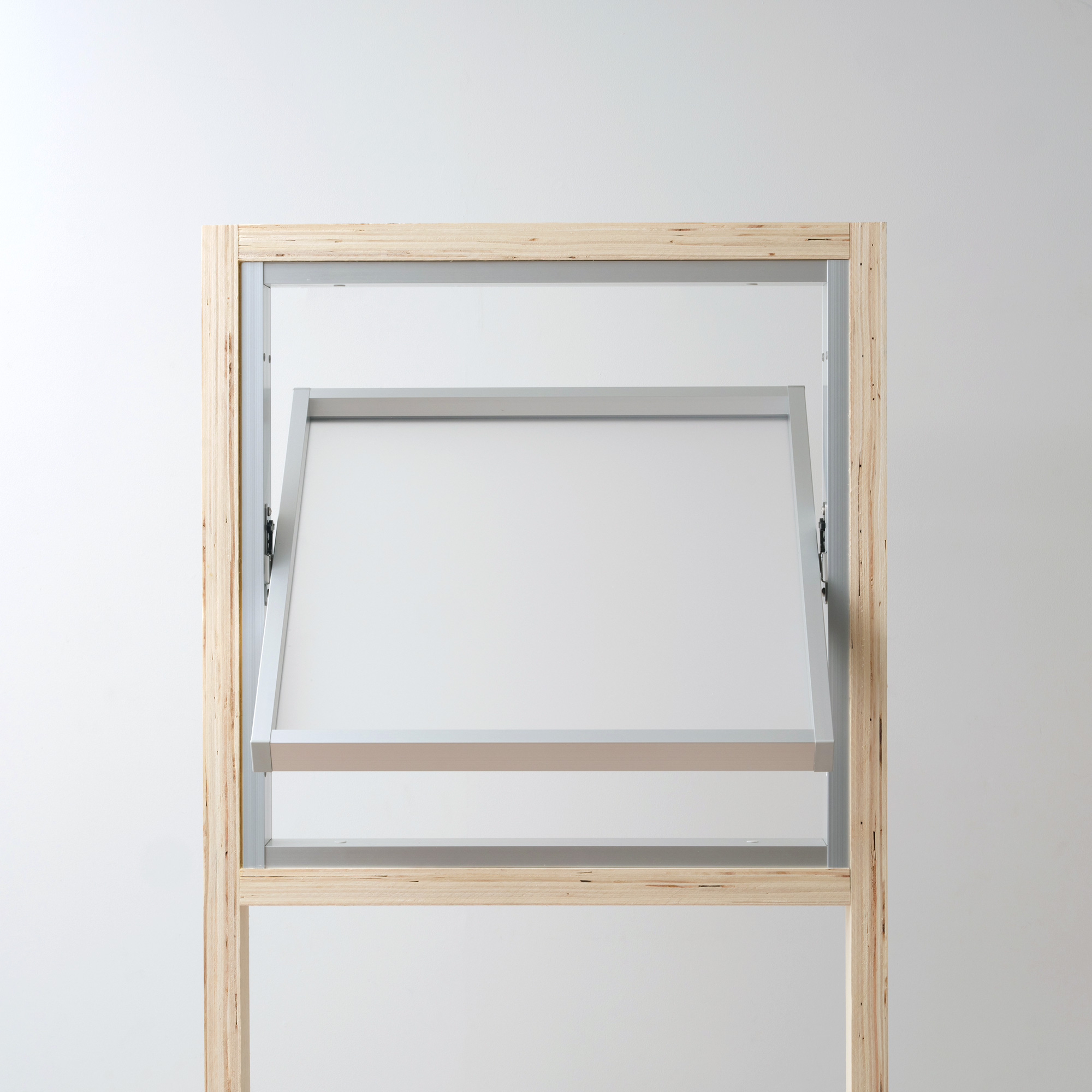 室内アルミサッシ FIX窓＋FIX窓 シルバー ガラス DW-DR013-11-G201 回転窓 W500 H500 マット樹脂パネル