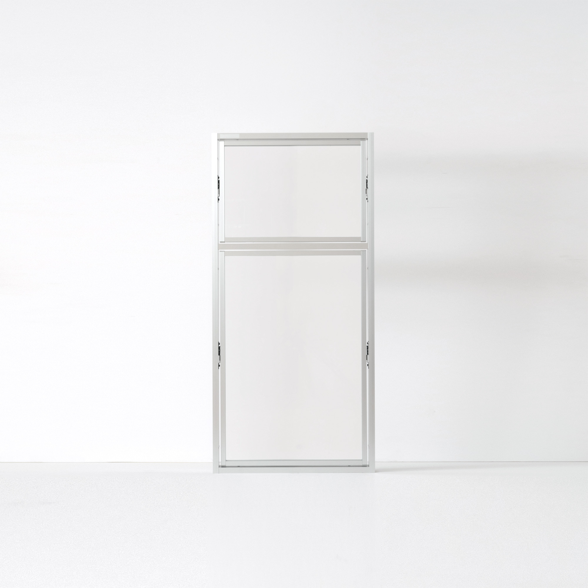 室内アルミサッシ FIX窓＋FIX窓 シルバー ガラス DW-DR013-11-G201 回転窓（上）＋回転窓（下）　W500 H1050（上H350 下H700）クリアガラス