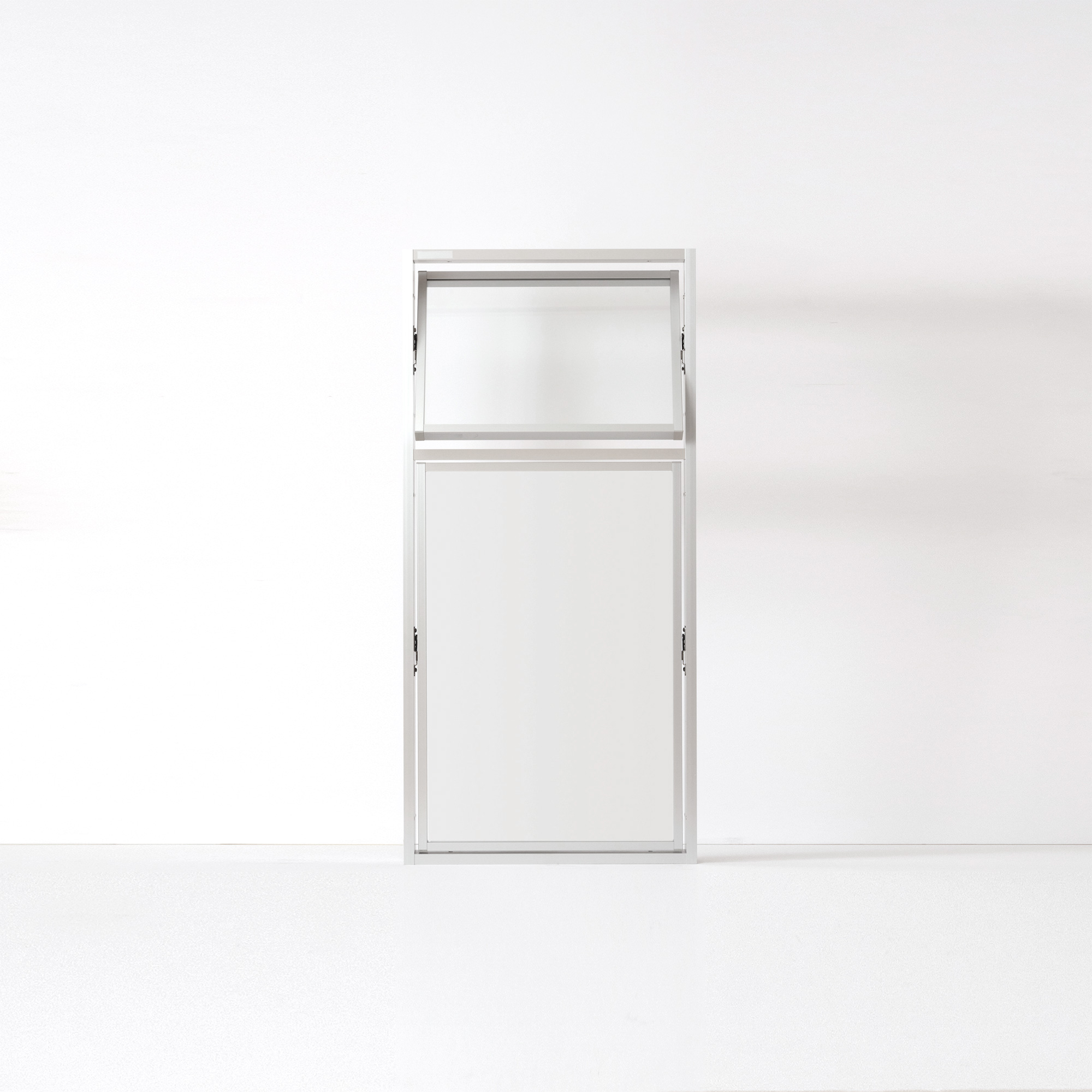 室内アルミサッシ FIX窓＋FIX窓 シルバー ガラス DW-DR013-11-G201 回転窓（上）＋回転窓（下）　W500 H1050（上H350 下H700）クリアガラス