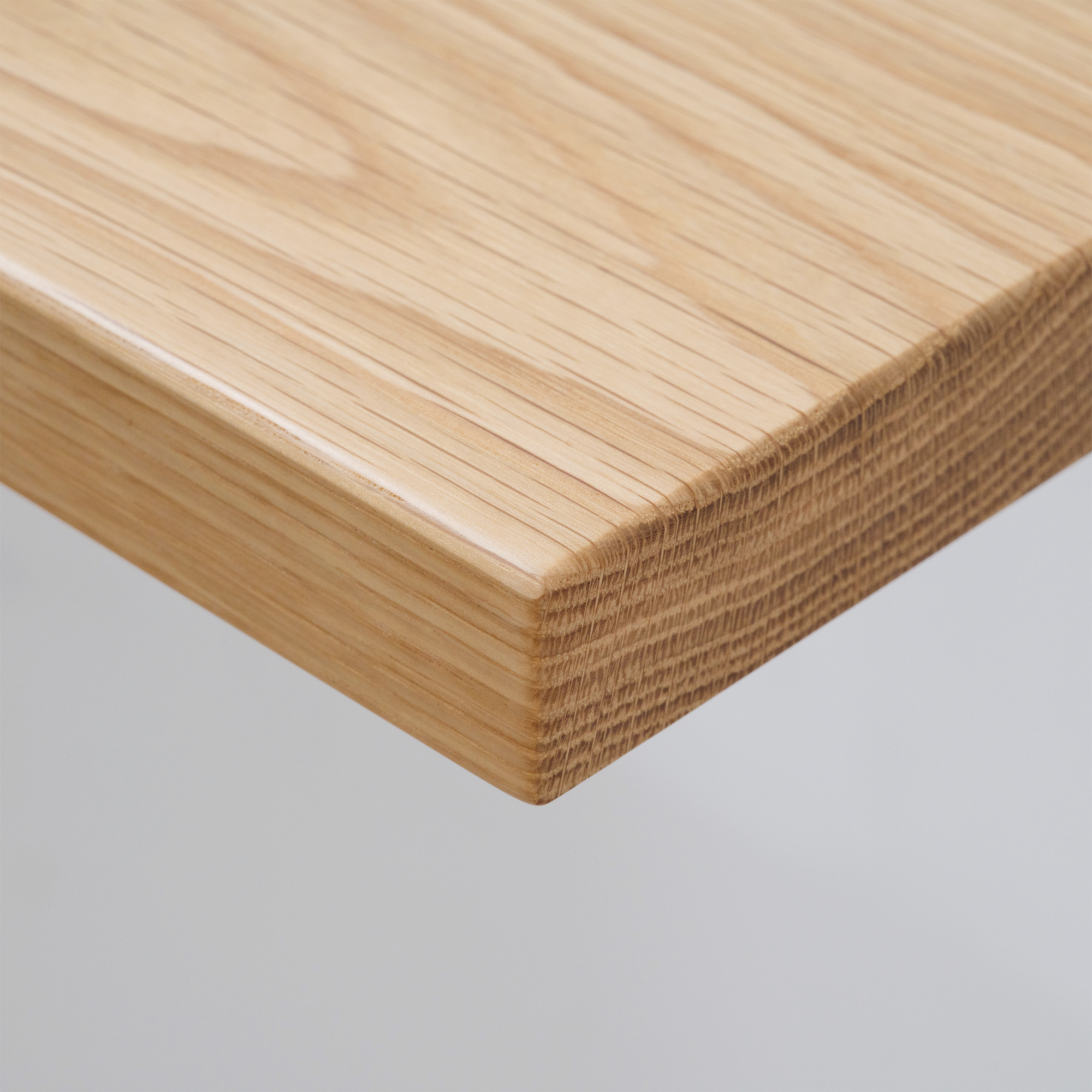 木の手洗いカウンター 陶器の手洗い器 丸350 立水栓用 KB-PR013-04-G165 壁側以外の辺は3mmRに面取りし、無垢感のある加工でお届けします