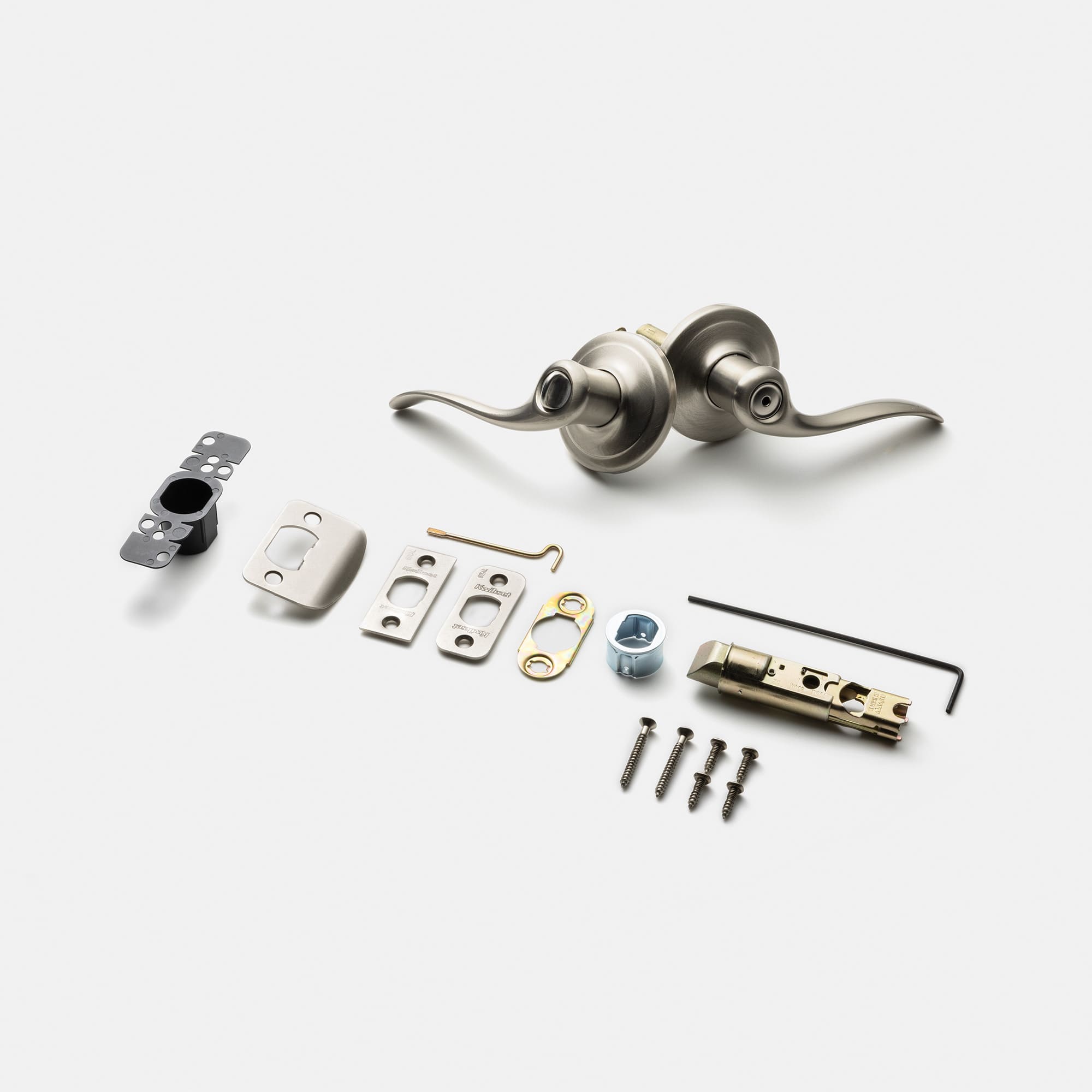 錠付きドアパーツ ウェーブハンドル ニッケルサテン 間仕切錠 PS-HD021-03-G290