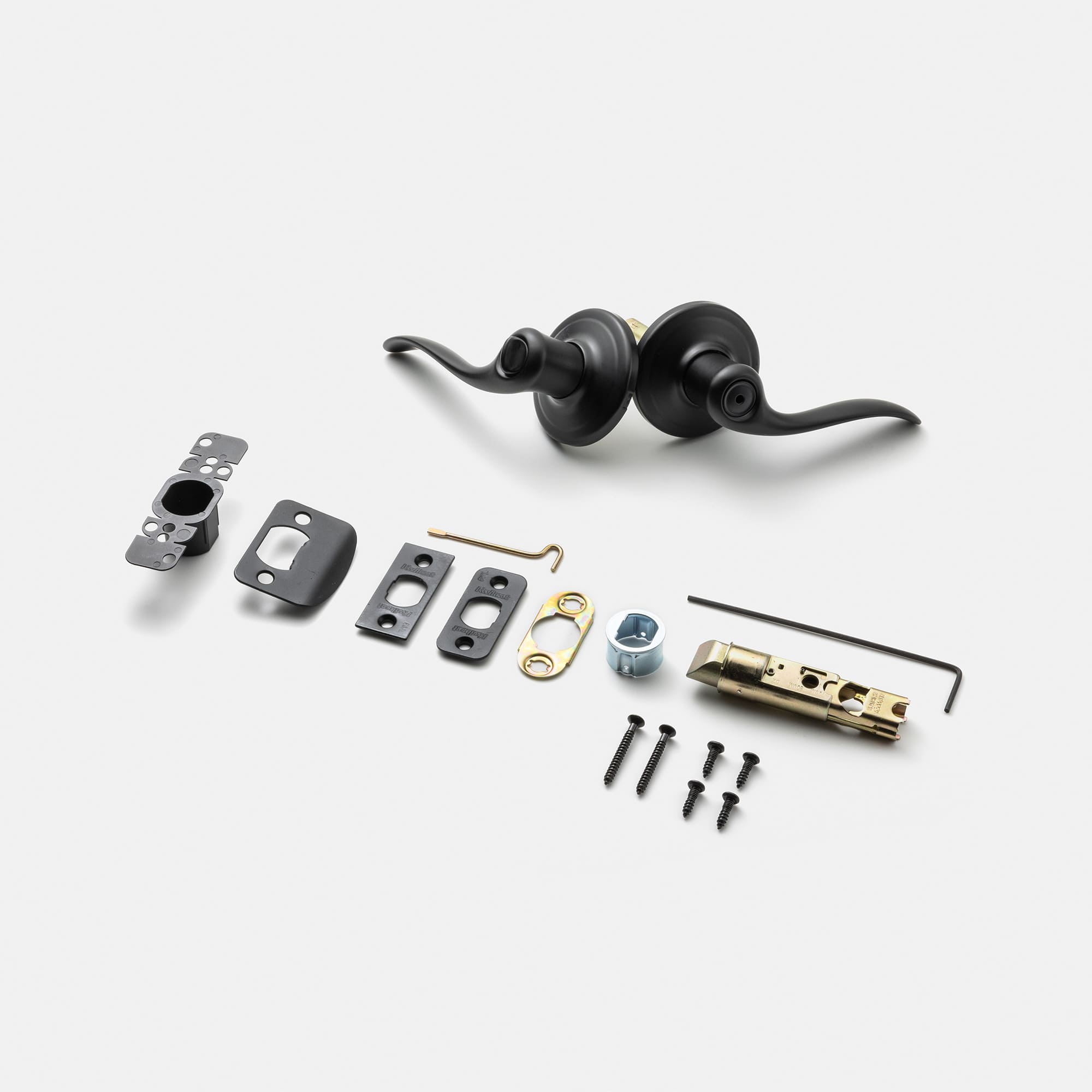 錠付きドアパーツ ウェーブハンドル マットブラック 間仕切錠 PS-HD021-04-G290