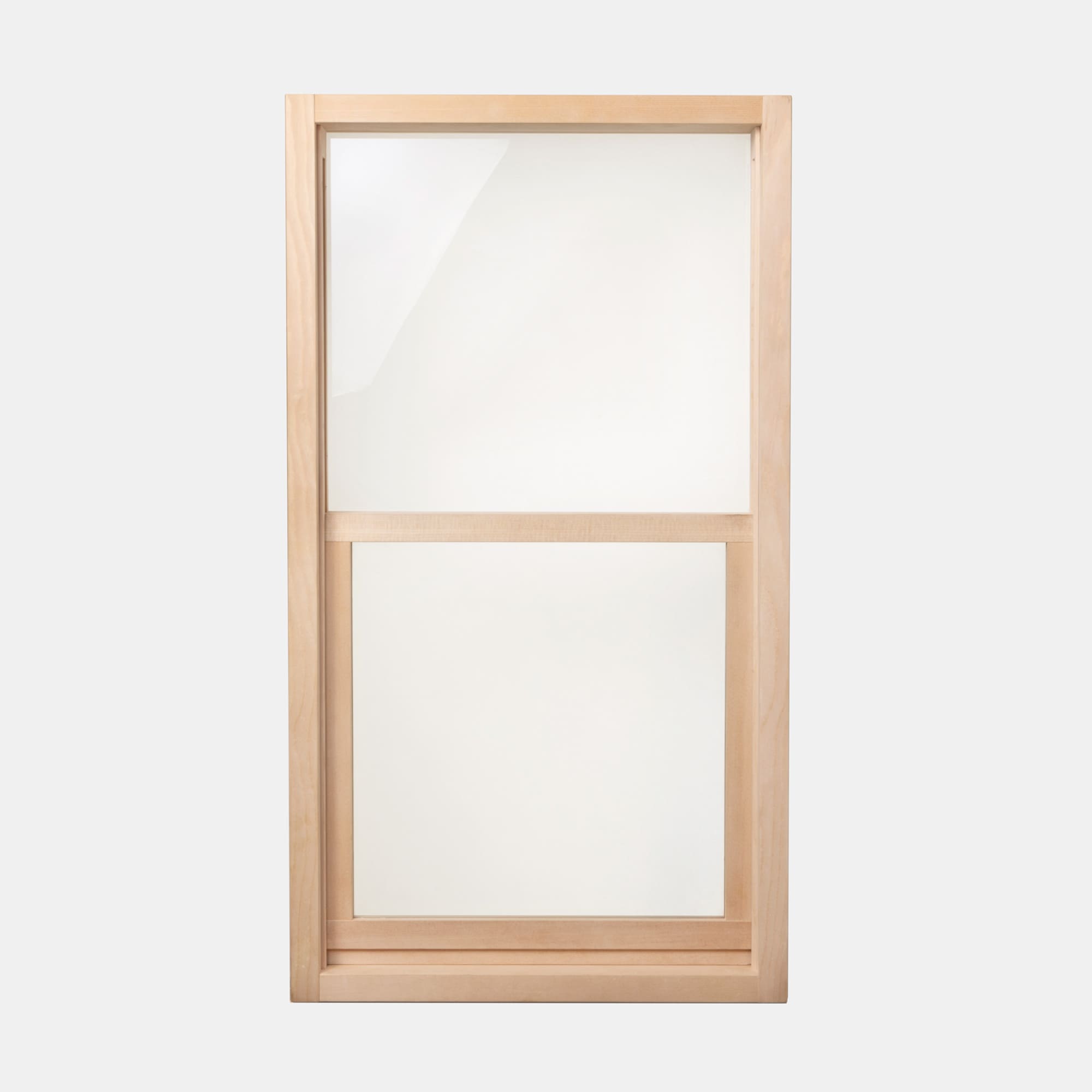 木製室内窓 上げ下げタイプ DW-DR008-08-G164 開け閉めの機構を壁に隠れる埋め込み構造にしたことで、窓枠が細くすっきり見えます。