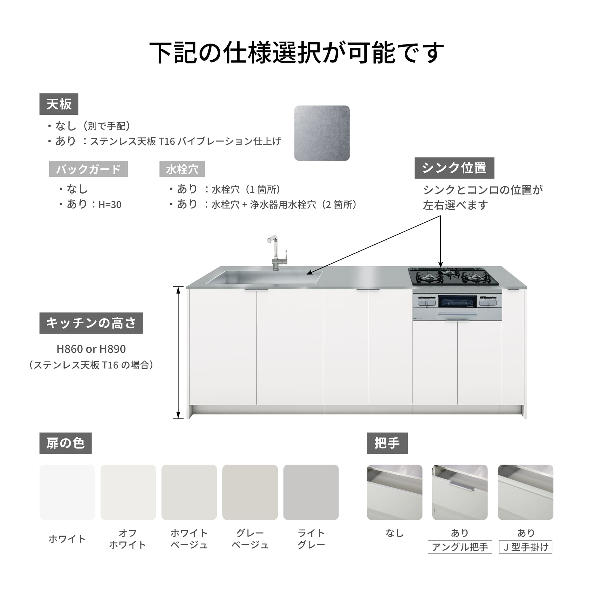 ユニキッチン 引き出し 食洗機 W600仕様 KB-KC033-09-G279 水栓・コンロなどの機器本体は別途各専用ページよりご購入ください