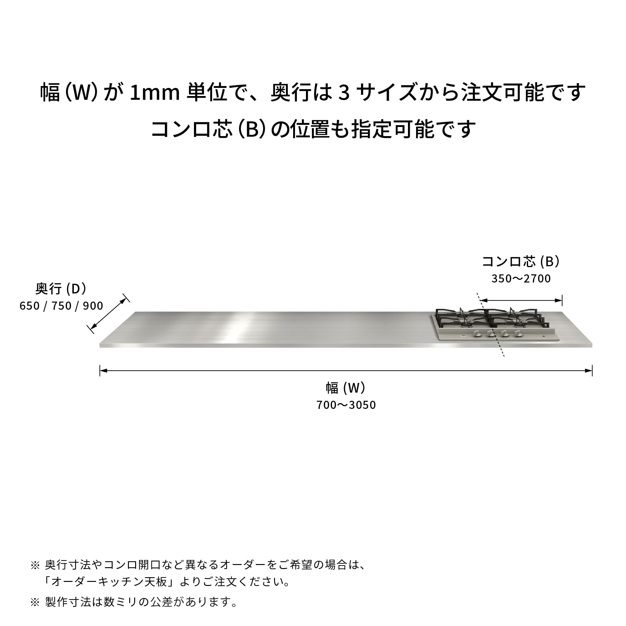 ユニキッチンシステム ステンレス天板 コンロ KB-KC034-29-G183