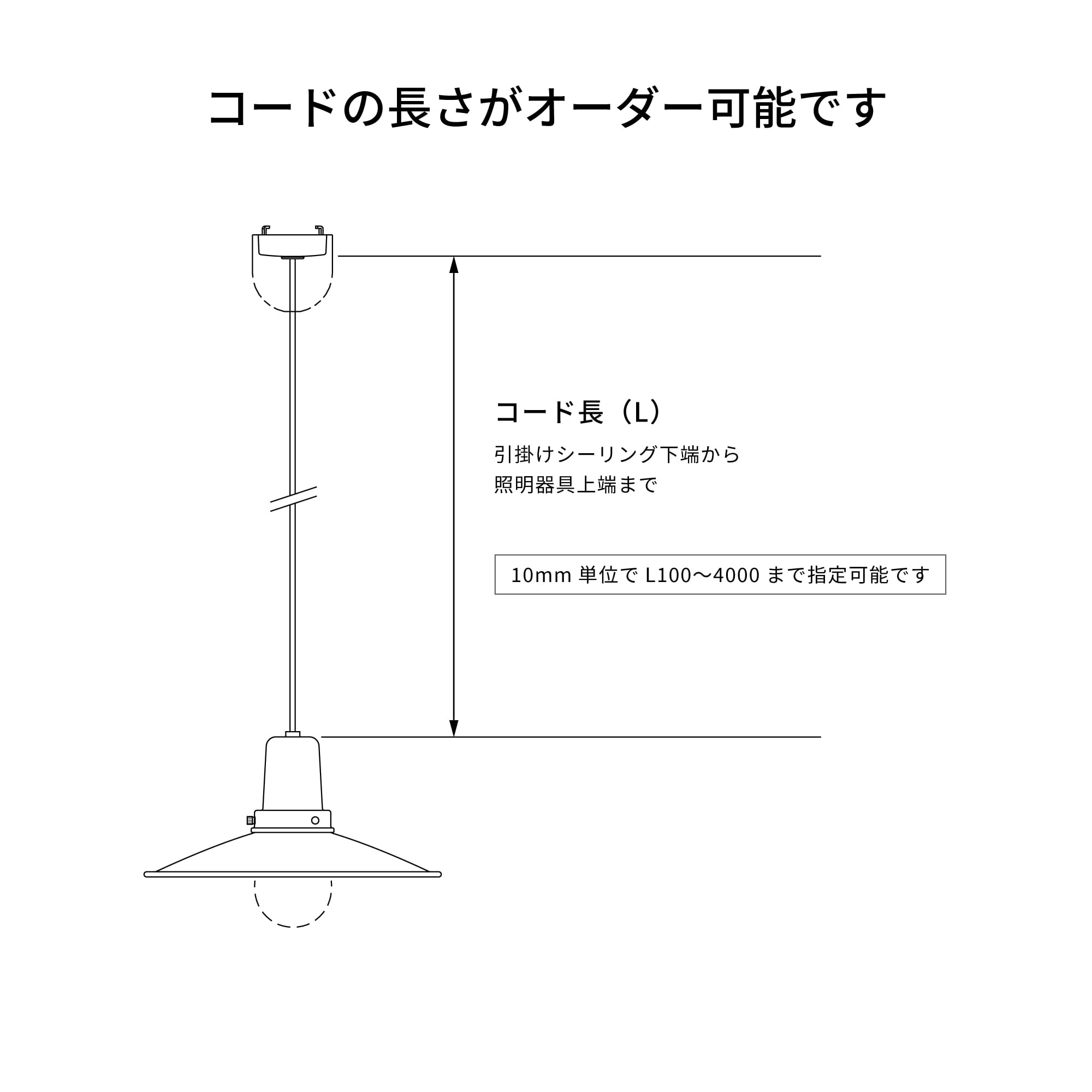 レトロペンダントライト クリア×ブラック コード長オーダー LT-PD014-08-G297