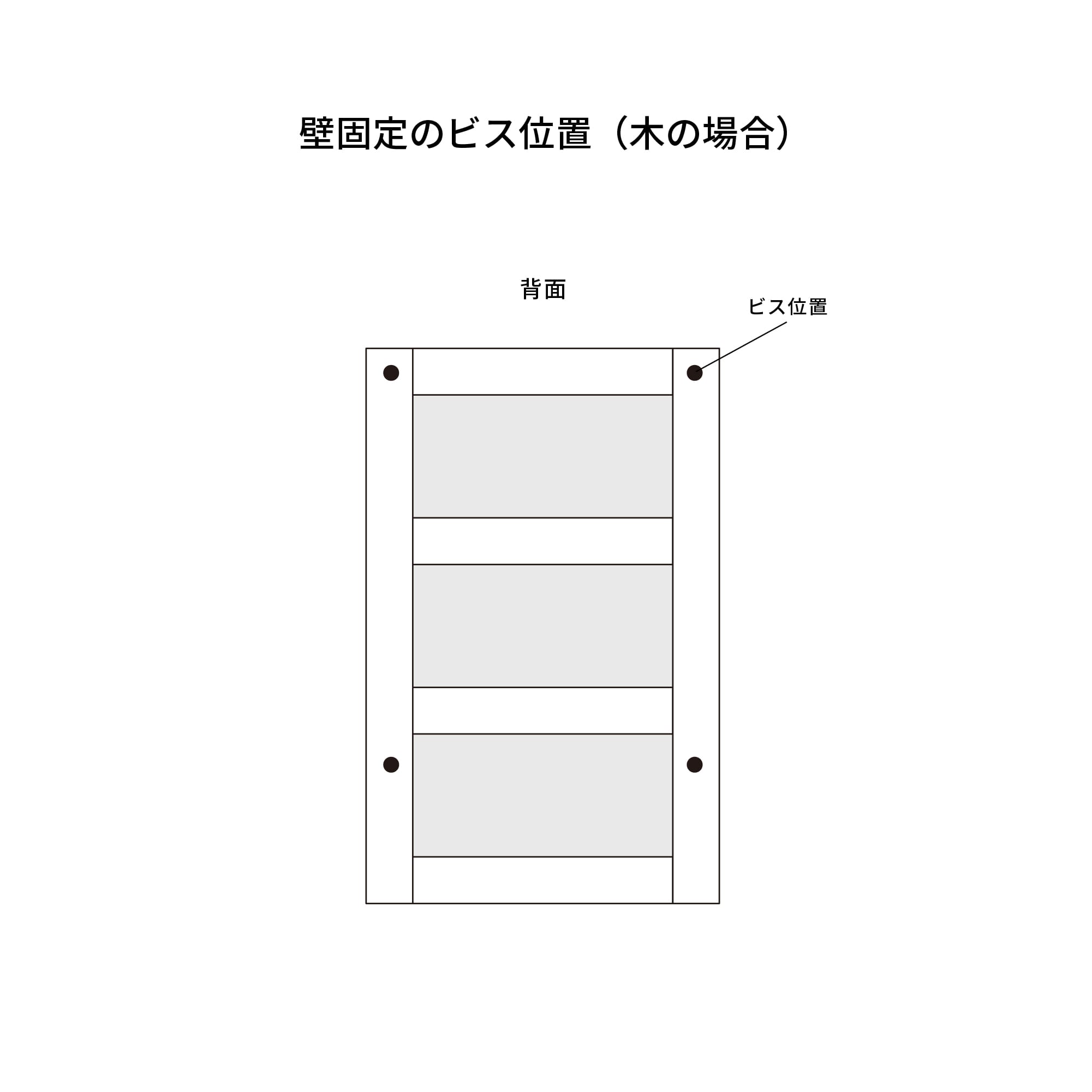 クロップドミラーキャビ シナ W460 KB-AC025-25-G173 下地用桟に合わせて適宜ビスで固定してください