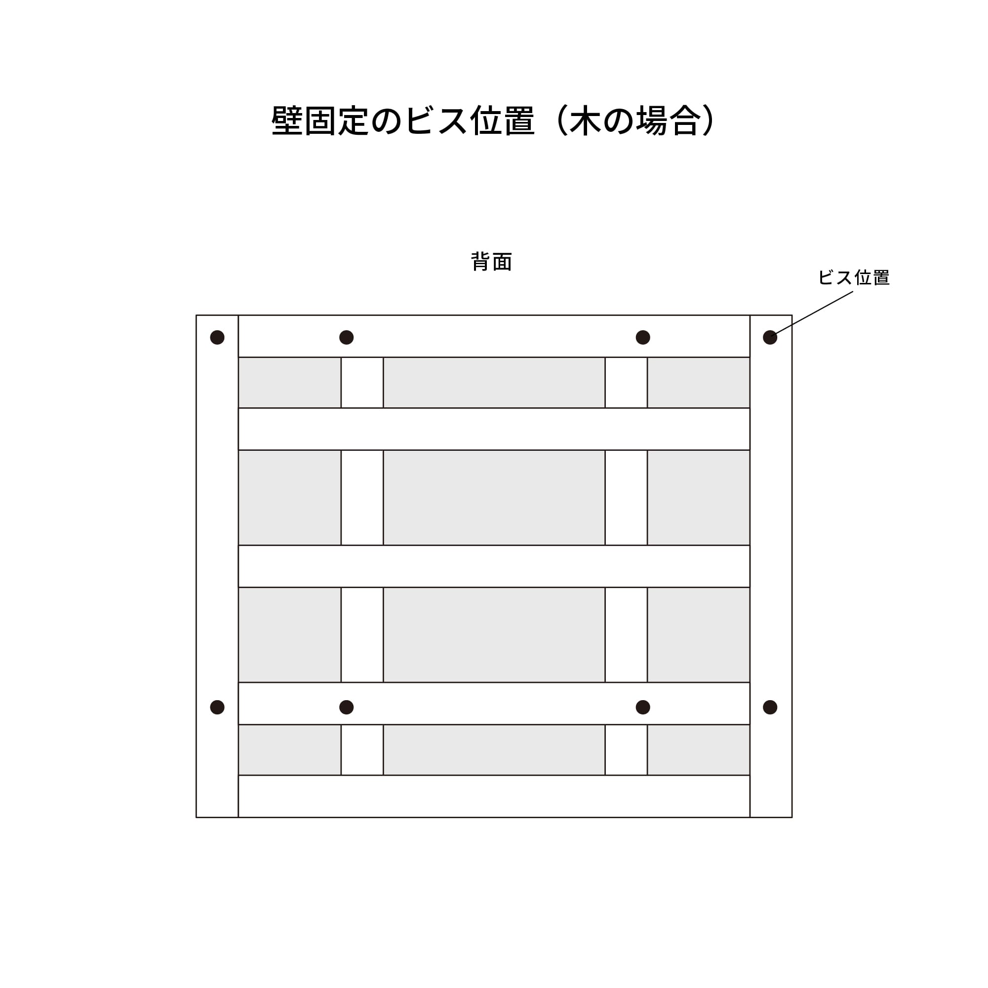 クロップドミラーキャビ ラワン W850 KB-AC025-31-G173 下地用桟に合わせて適宜ビスで固定してください