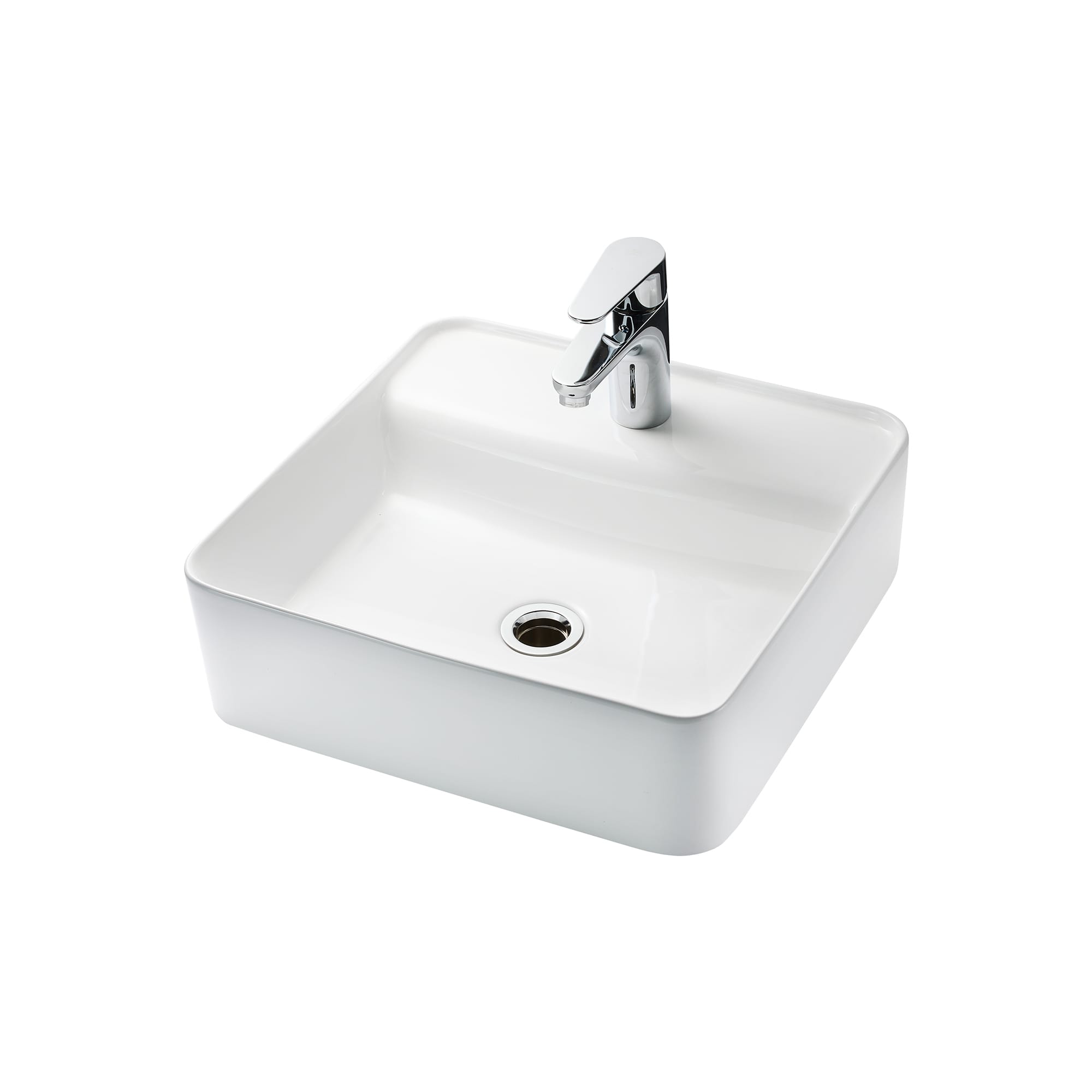 置き型洗面器 水栓デッキ 角430 KB-PR017-01-G173 ストレート混合栓Bとの組み合わせ