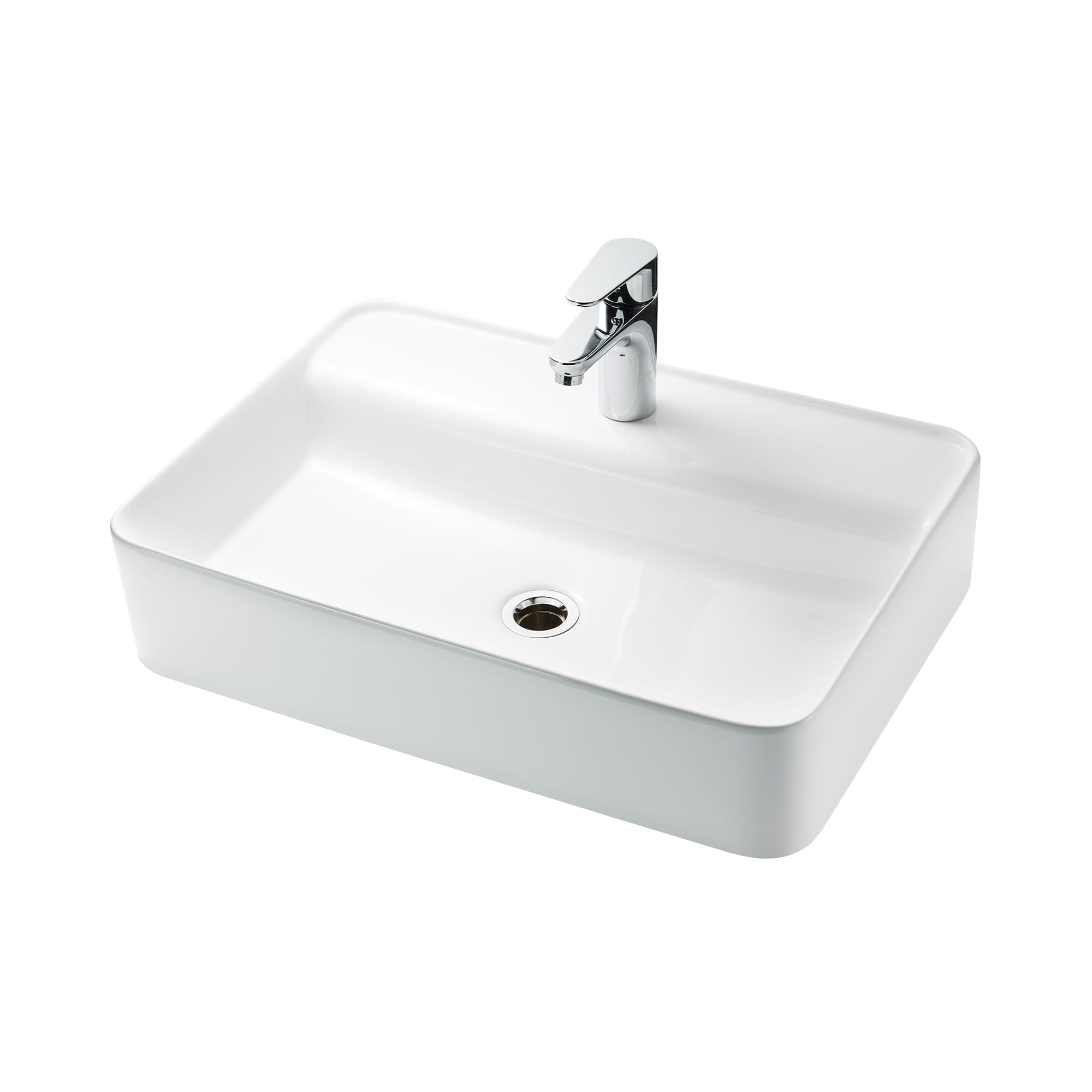 置き型洗面器 水栓デッキ 角600 KB-PR017-02-G173 ストレート混合栓Bとの組み合わせ