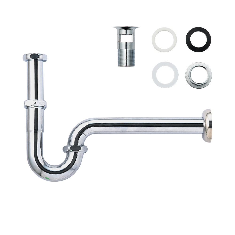 洗面他パーツ排水金物 P32-12：Pトラップ テーパー水栓デッキ 角453用