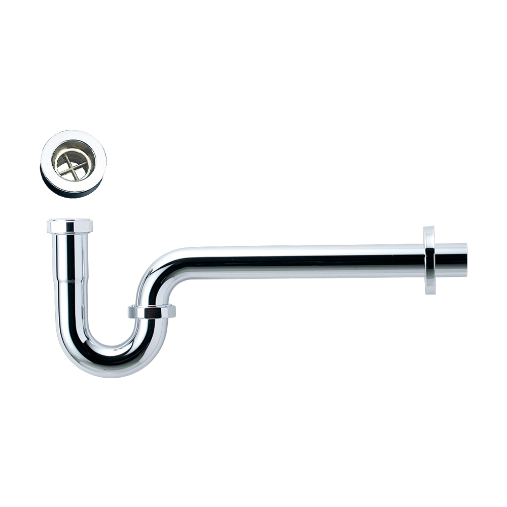 洗面他パーツ排水金物 P32-9：Pトラップ（クローム）