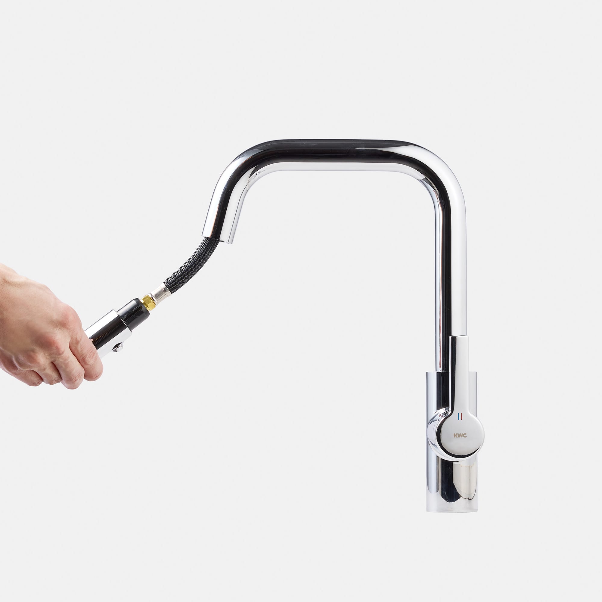 ベントネックホース水栓 クローム KB-TP014-01-G141 引き出すホースはブラック