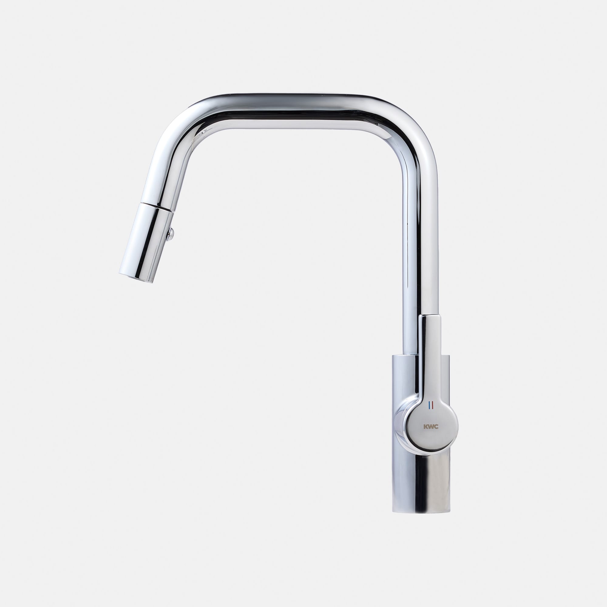 ベントネックホース水栓 クローム KB-TP014-01-G141 横からの姿は高さが抑えられるク型