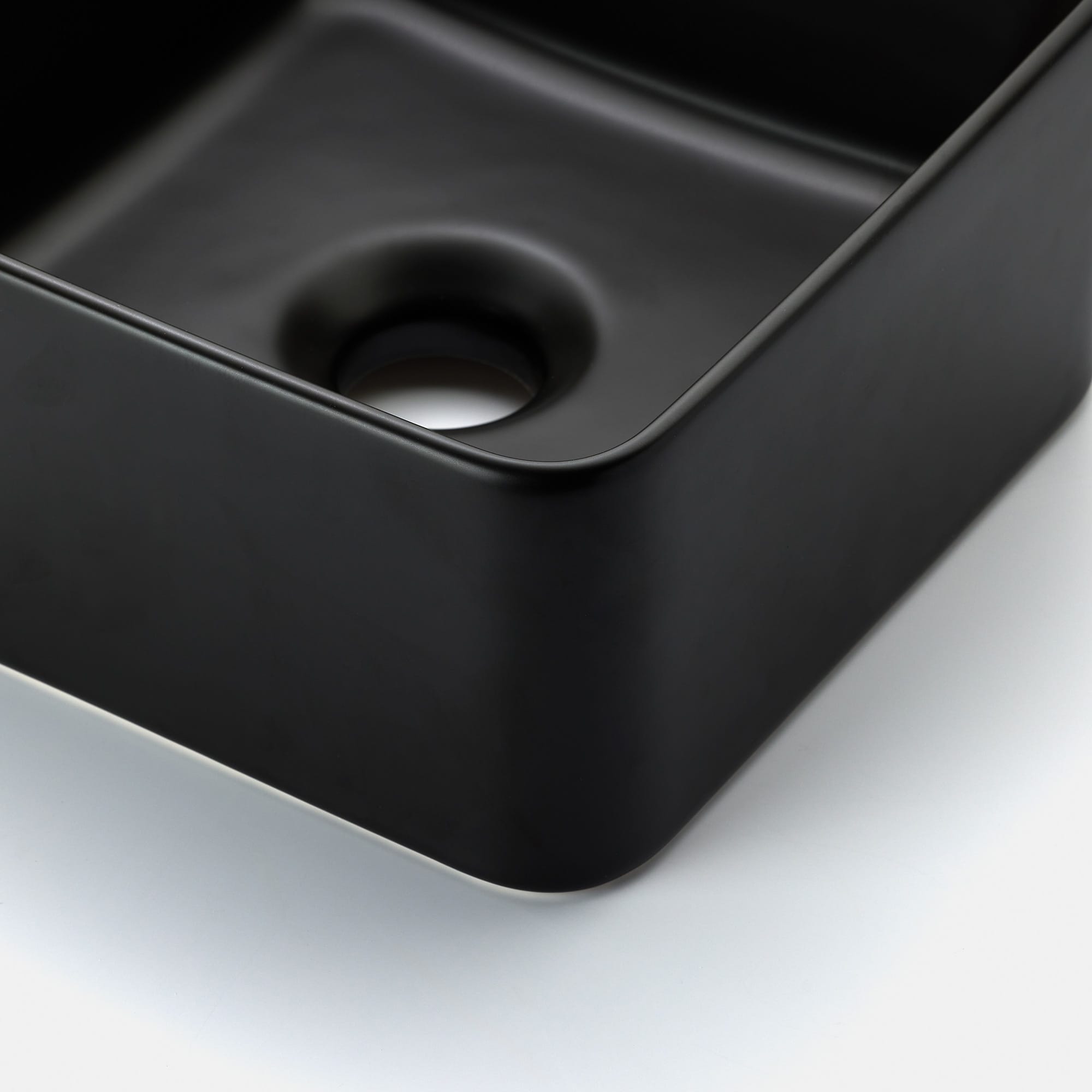 陶器の手洗い器 角240 ブラック KB-PR012-05-G141 角と縁の丸みがやわらかな手洗い器です