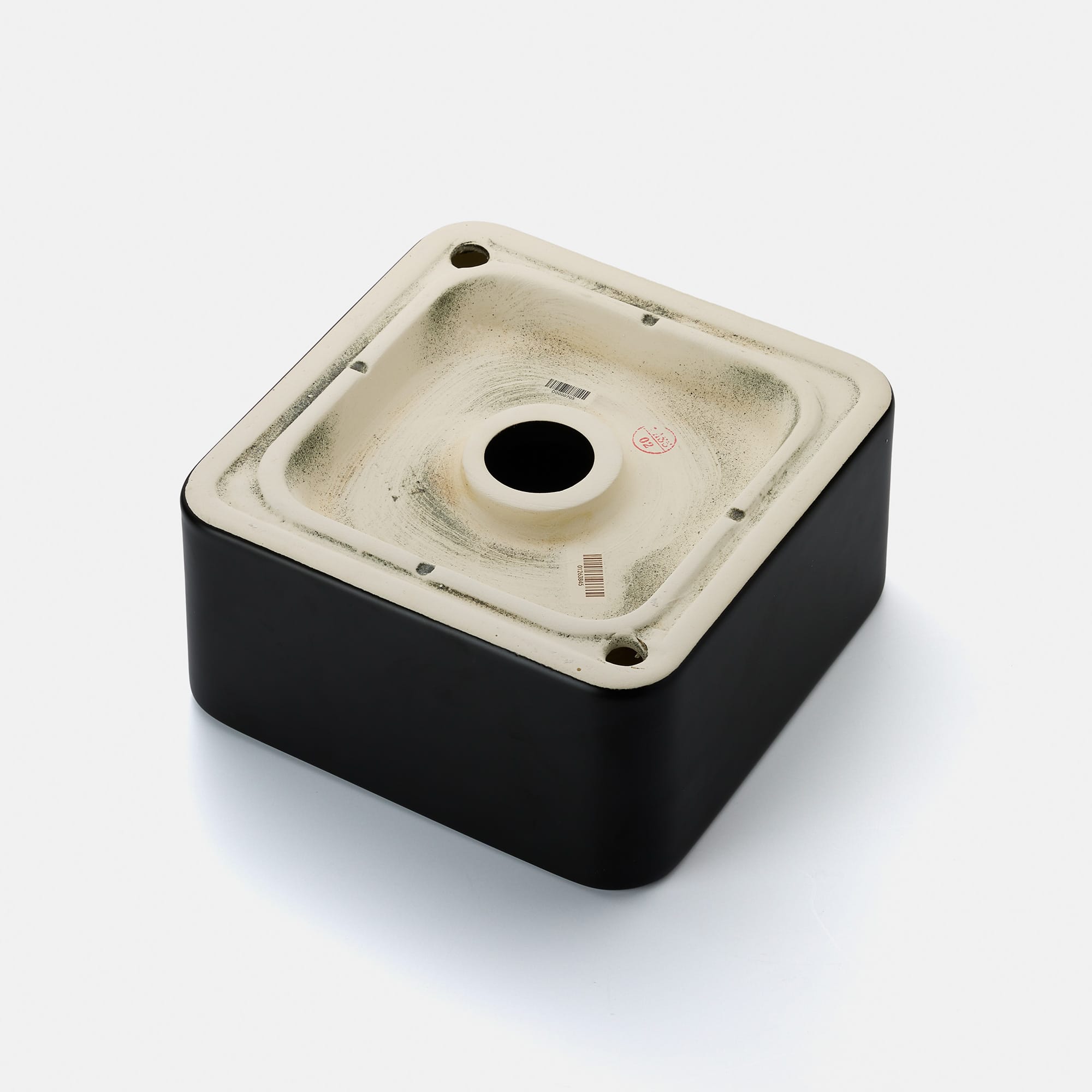 陶器の手洗い器 角240 ブラック KB-PR012-05-G141 裏面