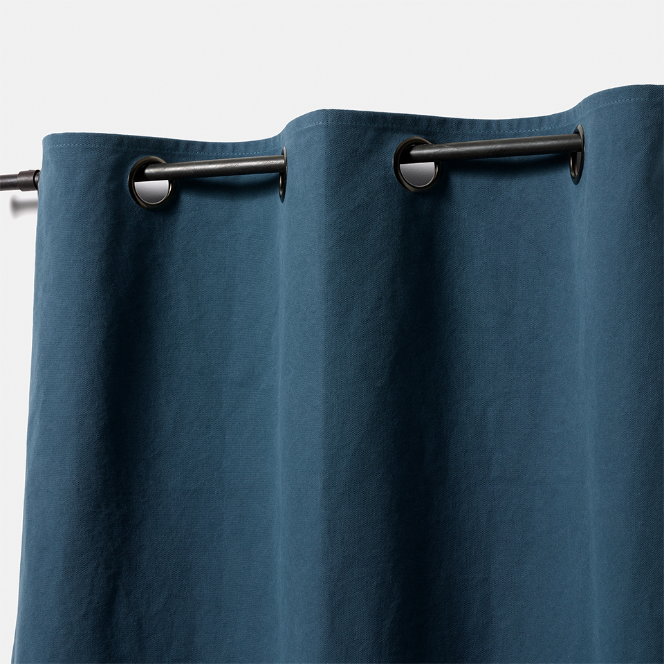 帆布カーテン ハトメ スタイル スモークブルー