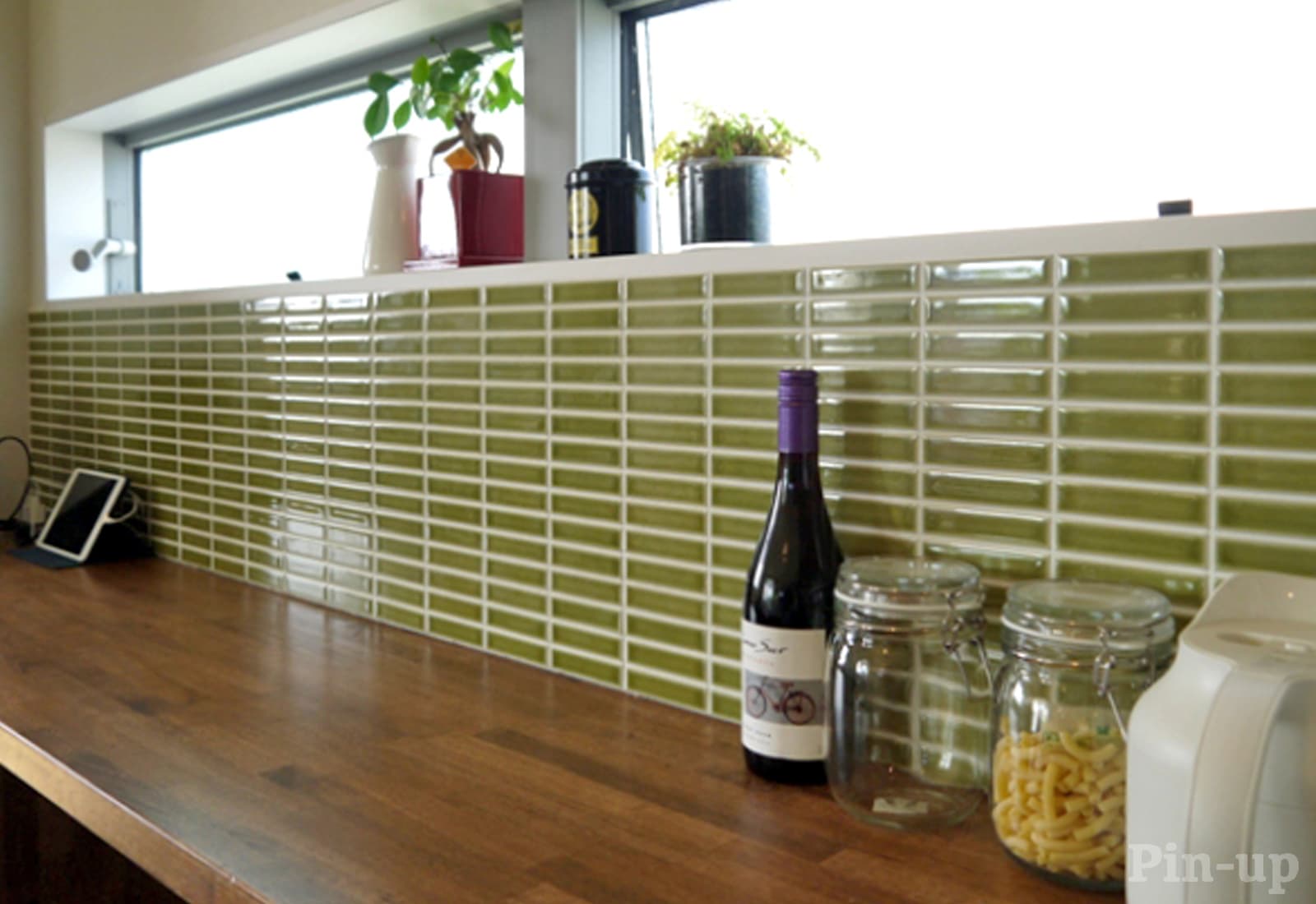 水彩タイル ボーダー グリーンティー（シート） WL-TL009-03D-G141 ボーダー（グリーンティー）