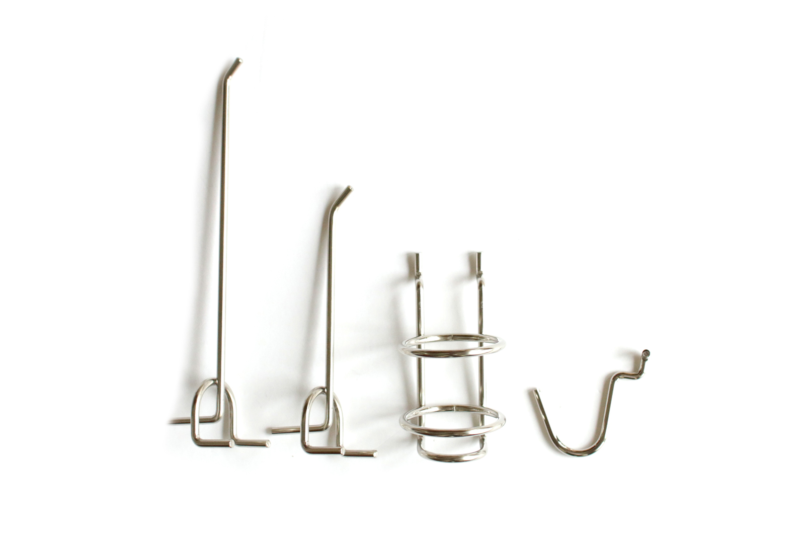 突っ張りウォールキット 有孔ボード金具 フック WL-WB010-05A-G141 左から、バー150・バー100・ホルダー・フック