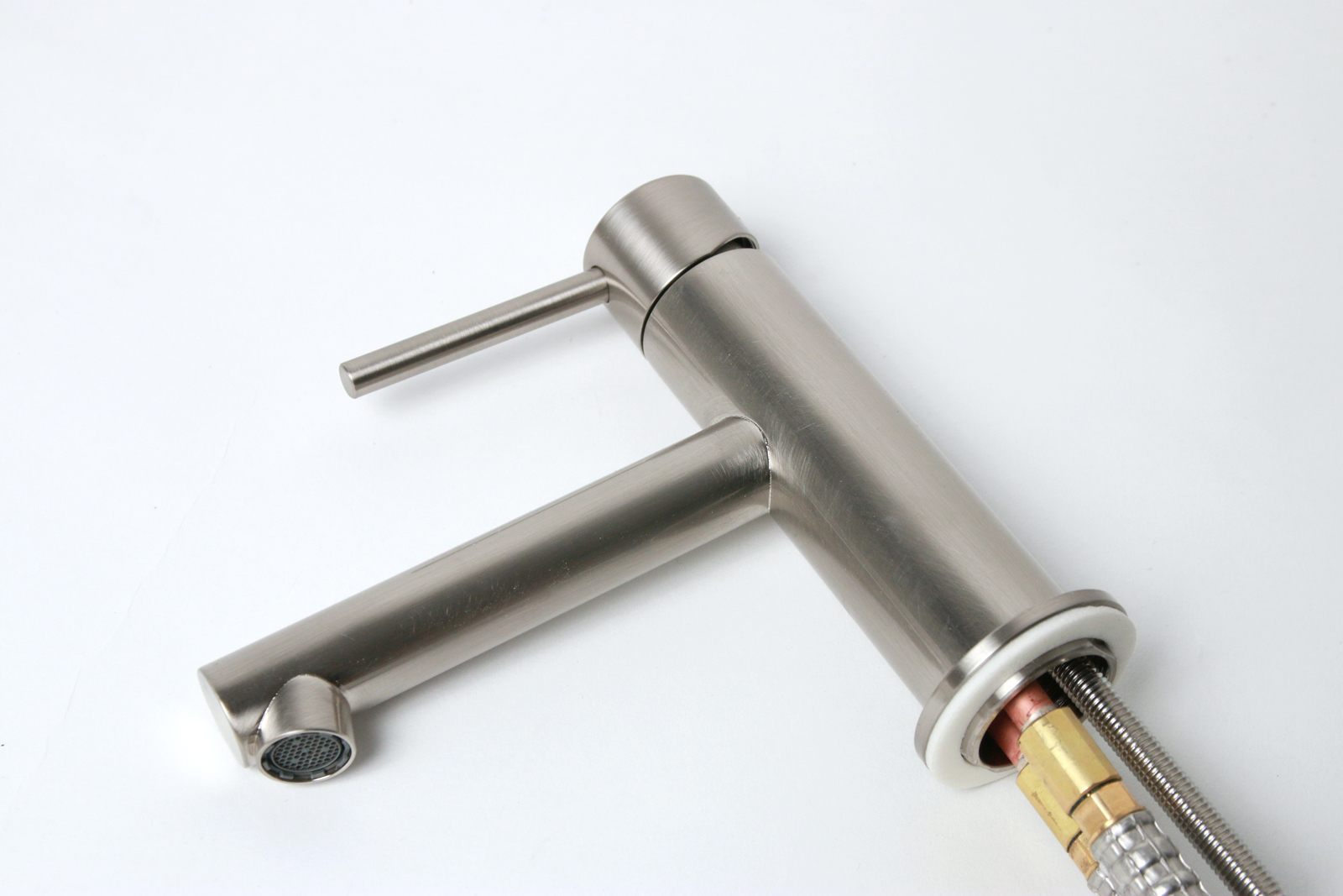 ニッケルサテン水栓 ストレート混合栓ショート KB-TP005-02-G141